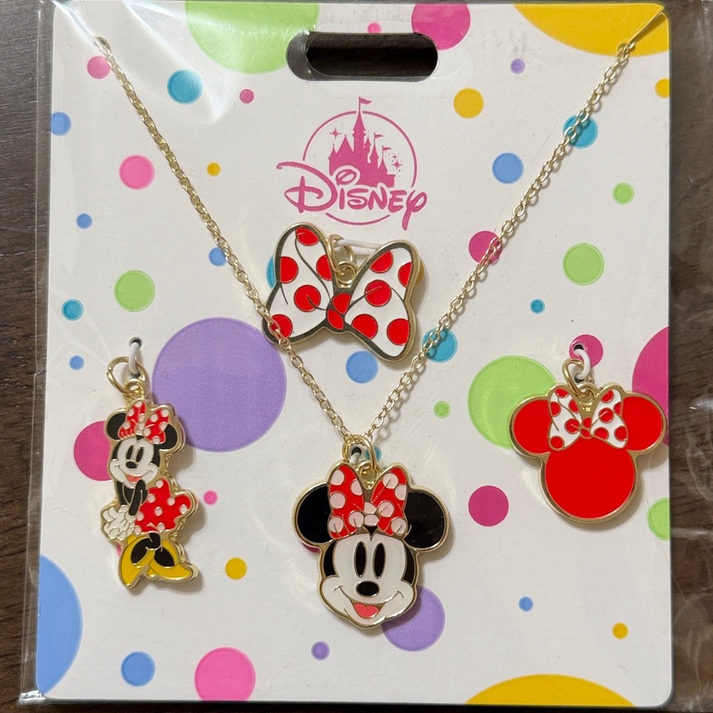 Disney Minnie Mouse Red and Gold Jewelry Set